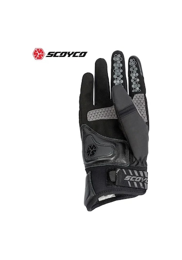 Motoanl Scoyco Deri Ve Cordura Reflektörlü Eldiven Gri - Siyah