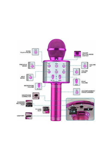 Kablosuz Bluetooth Karaoke Mikrofon Hoparlör Şarj Edilebilir El