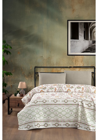 Vionel Home Anatolia %100 Pamuk Çift Kişilik Pike 200x230 Cm, Yatak Örtüsü Bej