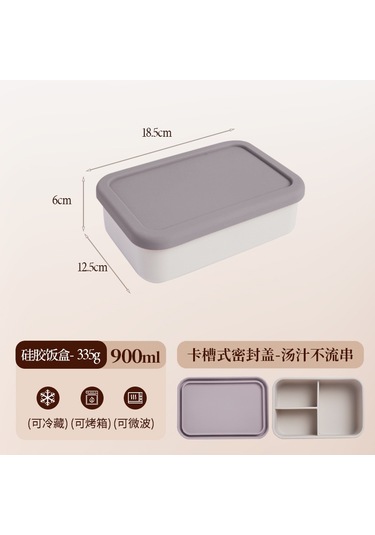 Mikrodalga Fırında Isıtılabilir Silikon Yemek Kabı D-2 Beyaz - Gri