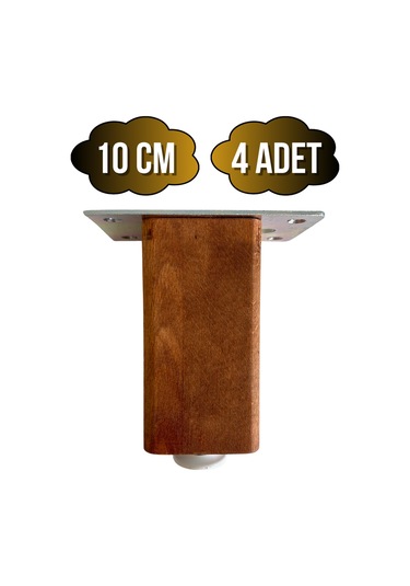 Kale Ayarlı Ahşap Ayak Mobilya Masa Ve Dolap Ayağı Ceviz Kayın/gürgen Ağacı 10cm 4 Adet Ceviz