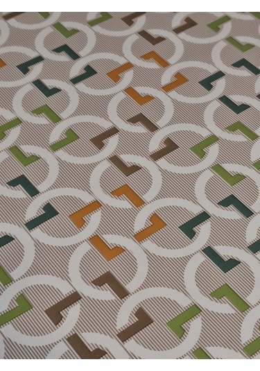 Elyaflı Pvc Muşamba - Desenli Silinebilir Masa Örtüsü Kahve Bej