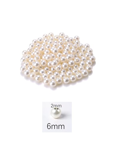 100 Gram 6mm Krem Renk Plastik İnci Boncuk Çanta Ve Takı Yapım Boncuğu 750 Adet