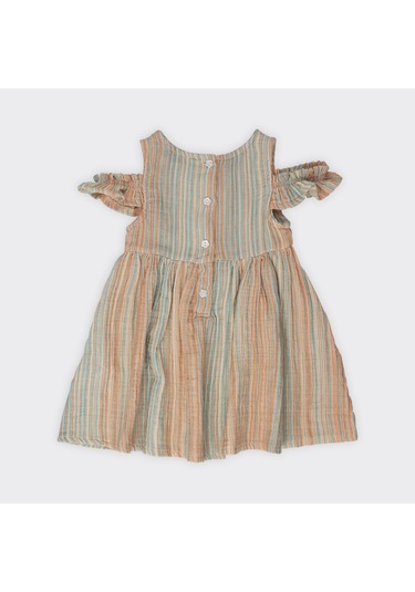 Kız Çocuk Çizgi Desenli Elbise 2411gb26049-4343 001