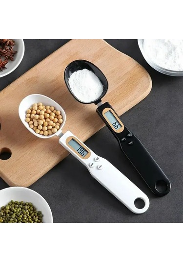Sunshine011 Schwarz Hassas Mutfak Terazisi: 0.1g-500g, Kaşık Aksesuarlı, Lcd Ekran, Tare Fonksiyonu Siyah