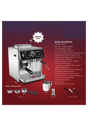 Öztiryakiler Mini Barista 2800 W Espresso Kahve Makinesi