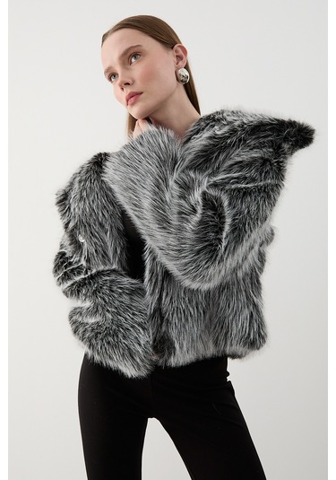 Gri Kırçıllı Britney Kürk - 8900 Gri