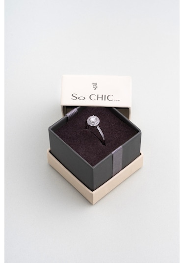 Işıltılı Mozanit 18 Ayar Beyaz Altın Kaplama Ayarlanabilir Gümüş Yüzük Beyaz