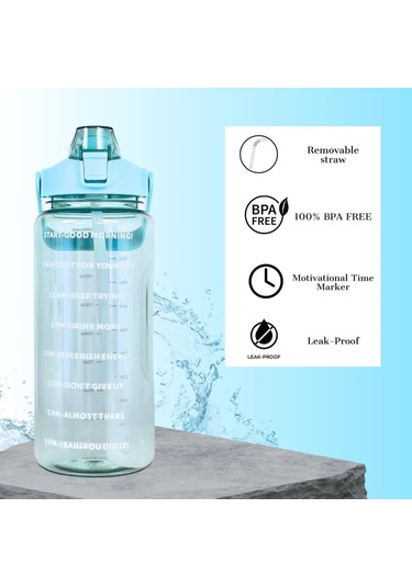 2l Pipetli Su Şişesi Büyük Kapasiteli Spor Su Şişesi Seyahat Spor Spor Blue 2000ml Blue