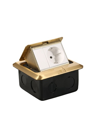 Symbee Altı Çıkma Bakır Zemin Soketi - Damperli Yavaş Açılım, Su Geçirmez, Gizli Tip, Alüminyum Altın Rengi