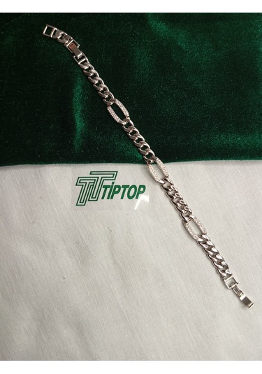 Tiptop/ Gümüş Renk Zincir Model Zirkon Taşlı Bileklik Gümüş