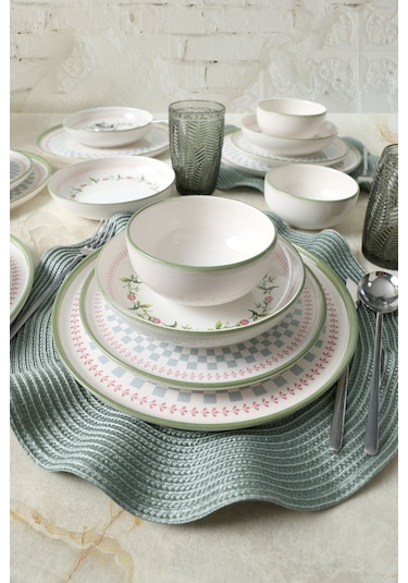 Keramika Rose Line Yemek Takımı 24 Parça 6 Kişilik 22909-10-11 Çok Renkli
