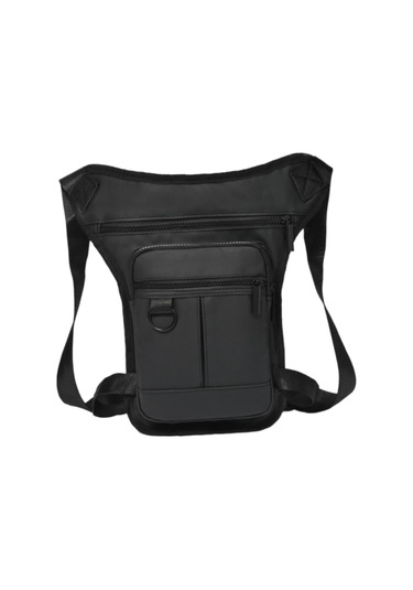 Homyl Erkek Bel Çantası Motosiklet Bacak Fanny Paketi Siyah Siyah