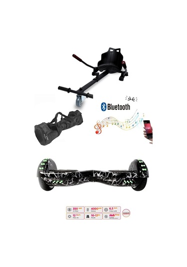 Elektrikli Kaykay Scooter Akıllı Denge Hoverboard + Hoverkart + Çanta Full Ledli Extrem Paket D02
