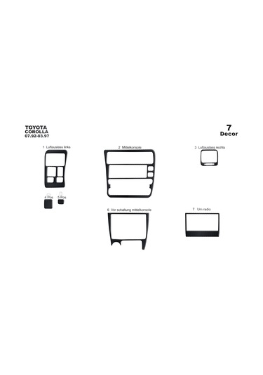 Toyota Corolla Alüminyum Kaplama 1992-1997 7 Parça -siyah Karbon Siyah Karbon