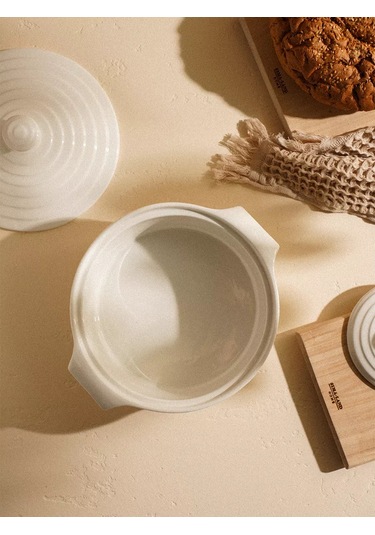 Sl Home Seramik Fırın Kabı Kapağı İle 1,57 Lt 201313924 Beyaz