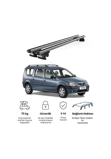 Venüs Dacia Logan Mcv 5d 2007-2013 Uyumlu Gri Ara Atkı Port Bagaj Tavan Barı