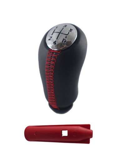 Megane 2 3 Kangoo 2 3 Clio 3 4 Uyumlu Kırmızı Dikişli Deri Kaplama Vites siyah