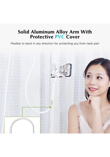 Xiyyadms 100cm Uzun Alüminyum Telefon Tutucu: 360 Döner, Kaymazsız, Çift Klemeli, Masa/yatak Üstü, Canlı Yayın Ve Boyun Ağrısı Önleyici Siyah Siyah