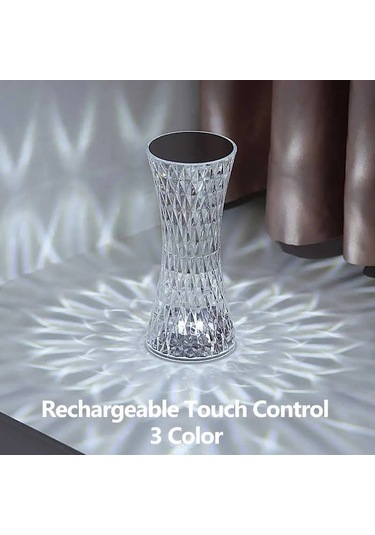 Conventions1 Elmas Masa Lambası Usb Şarj Edilebilir Kristal Beyaz