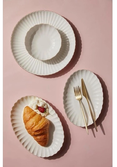 Kütahya Porselen Bone Luz Form 52 Parça 12 Kişilik Yemek Takımı