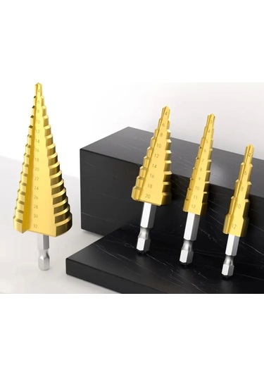 3 Parça Kademeli Matkap Ucu Paslanmaz Uç Alüminyum Sac Demir Delme Seti