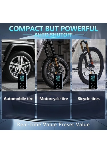 Willowhaven Usb Şarjlı Kablolu Araba Bisiklet Top Pompası Dijital Göstergeli 18650 Lityum Pil