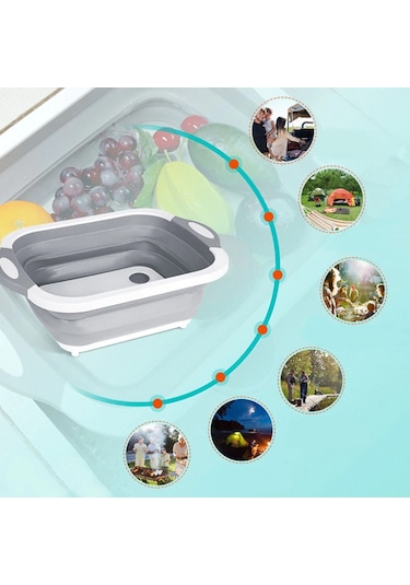 Buffer Katlanabilir Süzgeçli Kesme Tahtası ve Badya