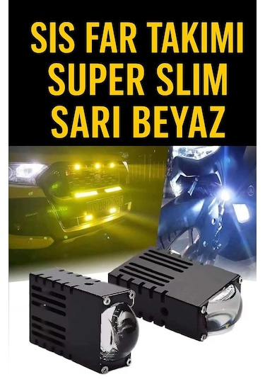 Super Slim Led Projektör Sarı Beyaz 40 W Motosiklet Sis Far Takım