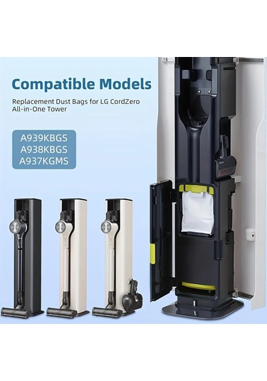 Motion003 12 Adet Lg Cordzero All-ın-one A937kgms A939kbgs A938kbgs Vakumlu Toz Torbaları Kir İşleme Kablosuz Vakumlu Torba Değişimi Uyumlu
