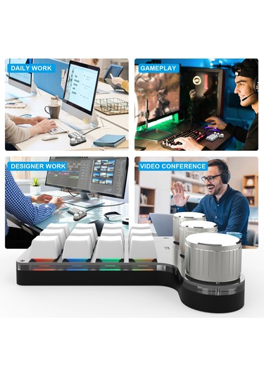 Maiyame Tek Elle Kullanılabilen Mekanik Klavye: Zoom, Şarkı Geçişi Ve Ses Kontrolü İçin 3 Düğme, Taşınabilir Ve Kurulum Gerektirmeyen Tasarım.