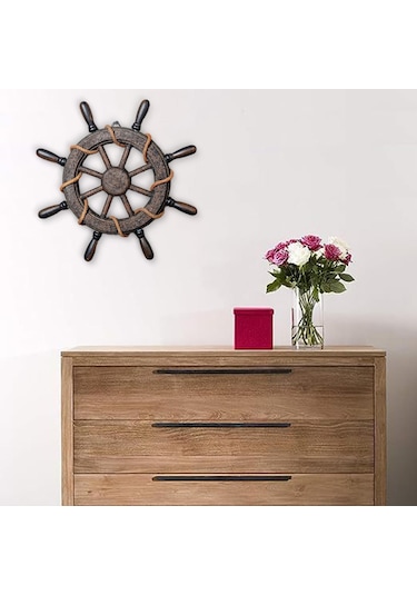 Homyl Tekne Dümen Duvar Heykel Otel Asılı Net32x3x32cm-olmadan