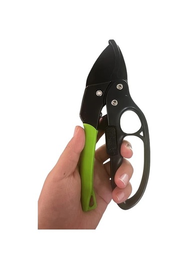 Meridiangoods Yeşil Saplı Ratchet Bahçe Makası, Bypass Budama Makası, Segmanlı Dal Kesme Makası