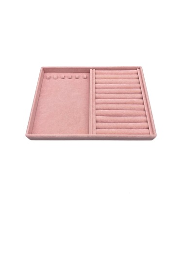 Yerli Üretim Venedik Model Süet Kumaş Pembe 34/24 Cm Tırnaklı-sosisli Takı Çekmece Ici Standı Çok Renkli