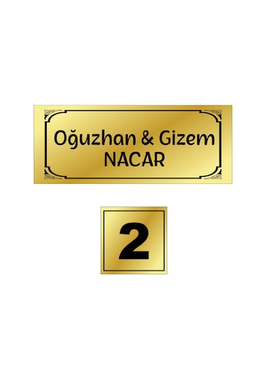 2'li Set Kapı Isimliği, Kapı Numaras Altın