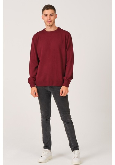 V0091 Dewberry Erkek Battal Oversıze Kazak-bordo Bordo