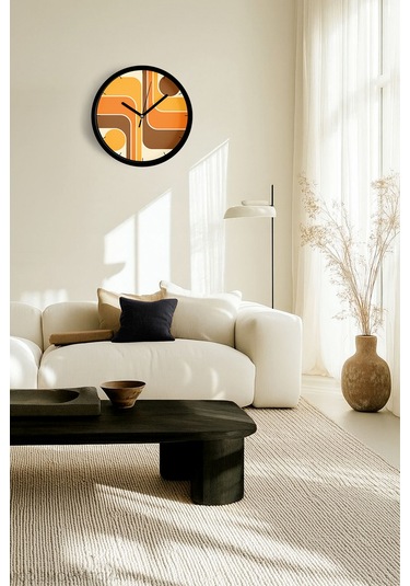 Yansıtmalı Modern Tasarım Duvar Saati - 25cm - Önü Camlı Siyah Kasa - Sessiz Mekanizma-jh0549 Siyah