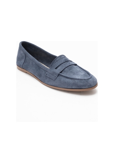 Luvishoes F02 Kot Süet Kadın Babet Mavi