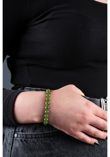 Ssilhoutte Doğaltaş Sertifikalı Yeşil Yeşim Taşı Kadın Erkek Genel Sağlık Taşı Doğal Taş Bileklik Hediye Bileklik Unisex Yeşil