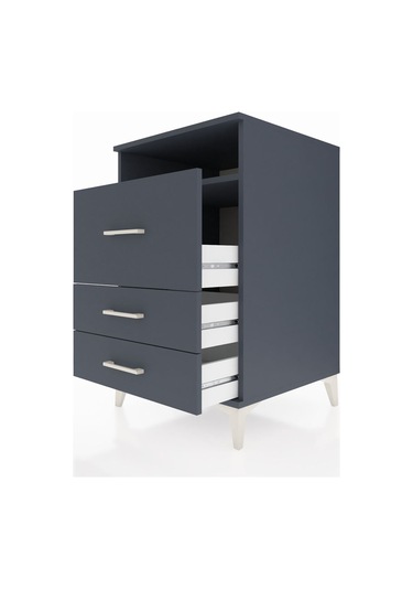 Kronos Komodin Tek Raflı 3 Çekmeceli 60x59x96 Antrasit-antrasit Antrasit