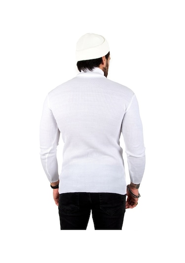 Deepsea Erkek Beyaz Balıkçı Yaka Örme Kazak 2100015 Beyaz