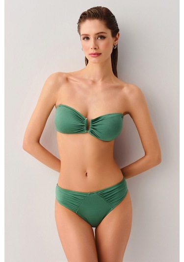 Suwen Metal Aksesuarlı Straplez Bikini Üst Sbn25540c1060 Olive