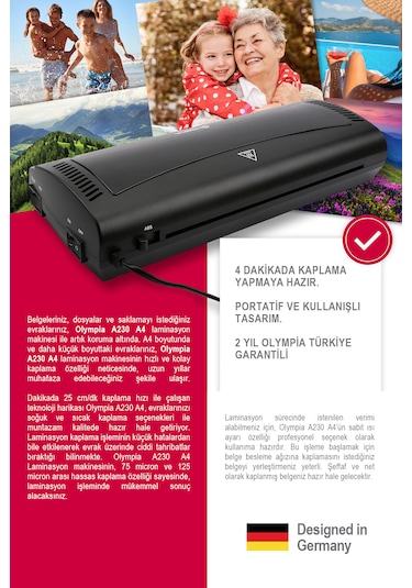 Olympia A230 A4 Pvc Laminasyon Makinesi + 40 PVC Filmi