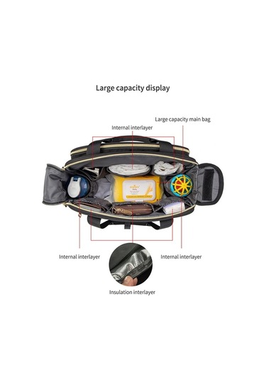Jialan Anne Bebek Bezi Çantası Büyük Kapasiteli Çanta Anne İçin Siyah