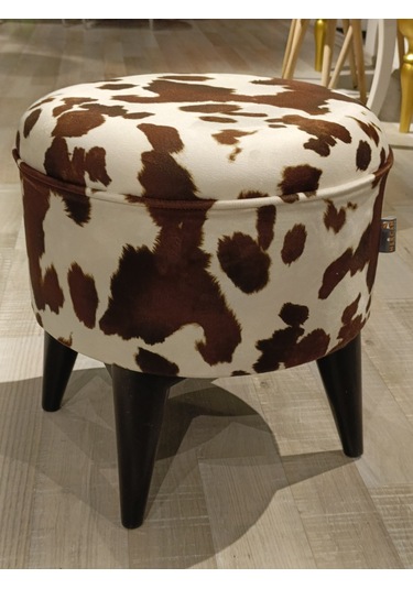 Mercan Mobilya Leopar Desnli Bench Puf 43 Cm 43 Cm
