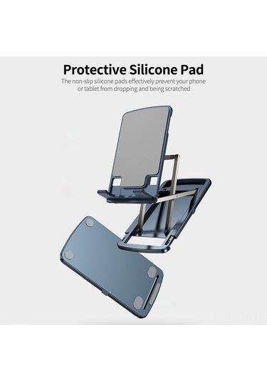 Novahub Moderne Ayarlanabilir Alüminyum Telefon Tablet Standı - Katlanabilir, Taşınabilir, Gümüş/mavi, 11.7x7.2x1.1 Cm, Hafif
