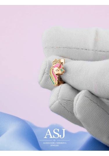 Asj Çocuklar İçin Altın Küpe Tek Boynuzlu At Gümüş 925 162914951 Altın