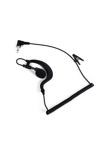 Geeroyoo 3.5mm Tek Kulaklı Radyo Kulaklığı - Esnek Kıvrık Kablolu, Kolye Klipsli, Güvenli Uyumlu, Dışarıdaki İletişim İçin Siyah