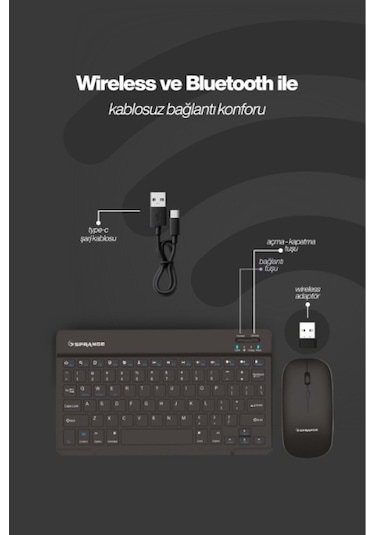 Siyah Kablosuz Klavye Ve Mouse Seti Optik