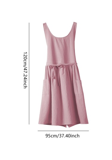 Homyl Pamuklu Mutfak Önlüğü Şef Makinede Yıkanabilir Kolsuz Pembe